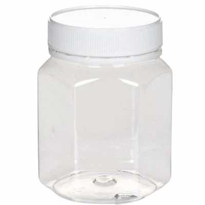 Zeshoekige plastic PET-pot met fraudebestendig deksel